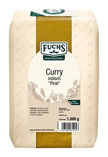 Produktbild: Fuchs Professional - Curry indisch 'Pirat' | Zum Würzen von Saucen und Fleischgerichten | Profi-Qualität für Großverbraucher und Gastronomie | 1 kg im großen Beutel