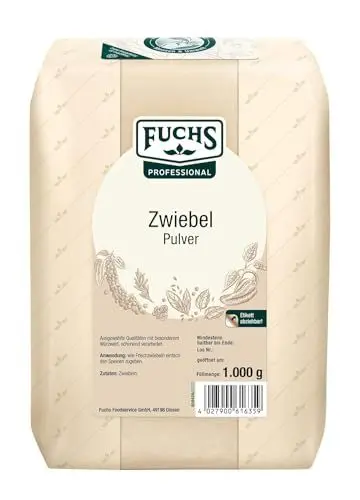 Produktbild: Fuchs Professional - Zwiebelpulver | Schonend verarbeitet, zum Würzen von herzhaften Gerichten | Profi-Qualität für Großverbraucher und Gastronomie | 1 kg im recyclebaren Beutel