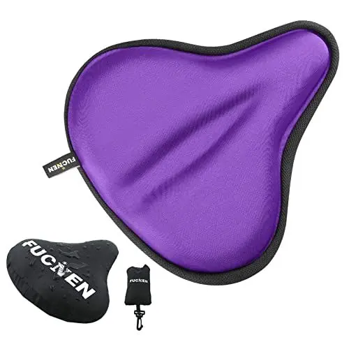 Produktbild: FUCNEN Fahrradsattel Überzug Violett Sattelbezug Fahrrad Gel Damen Breite Sattelbezüge, Bequemes Fahrrad-Sitzkissen Gel Für Heimtrainer Training Schreibwaren Spinning Radfahren – 27 x 25CM
