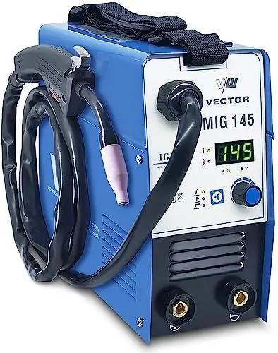 Produktbild: Fülldraht Schweißgerät ohne Gas 145 A - Drahtschweißgerät mit 145 Ampere & Elektrodenschweißfunktion - Auto. Drahtvorschub - Inverter - Einsteigergerät - VECTOR WELDING