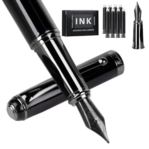 Produktbild: Füllfederhalter Enthält zwei Federn 8 Tintenpatronen schönschreibfüller Kalligraphie füller feine Feder Luxus Füllfederhalter Set ideal für Damen und Herren professionell Büro Journaling (Grau)