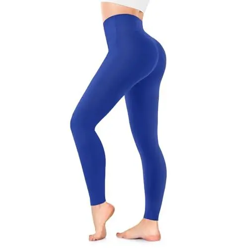 Produktbild: FuelMeFoot Leggings Damen High Waist Blickdicht Leggins mit Bauchkontrolle Slim Fit Angenehm Weiche Elastische Sportleggings.1 Pack-16-Saphir L/XL