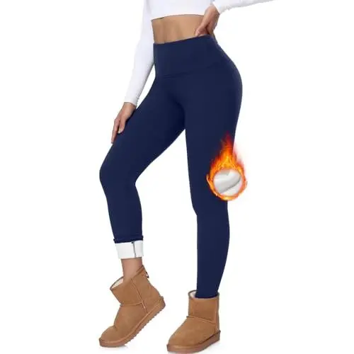 Produktbild: FuelMeFoot Thermo Leggings Damen Gefüttert High Waist Thermoleggins Mit Fleece Verdickte Plüsch Leggins Blickdicht Samt Thermounterwäsche Warm Strumpfhose Winter. 04-Navy M