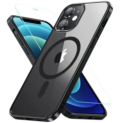 Produktbild: Für iPhone 12 Hülle, iPhone 12 Pro Hülle für Magsafe mit Panzer Schutz Glas, (Schutz in Militärqualität) Stoßfest Magnetisch Handyhülle iPhone 12| iPhone 12 Pro Case Dünn Cover Schutzhülle, Schwarz