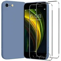 Produktbild: Für iPhone SE 2020 2022/7 8 Hülle,iPhone SE Handy Schutzhülle und Schutzfolie-2 Stück,Liquid Silikon Handyhülle,Anti-Kratzer Schutzhülle Cover,Voller Schutz,Stoßfest,Seidigem Ganzkörper,4,7 Zoll,Grau