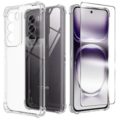 Produktbild: für Oppo Reno12/Reno 12 5G Hülle,mit 1 Stück Displayschutz Schutzfolie,Handyhülle Transparente Soft Silikon TPU Schutzhülle Bumper Case für Oppo Reno12/Reno 12 5G, Durchsichtig