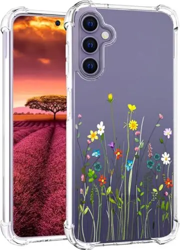 Produktbild: für S24 Hülle, Transparent Blume Muster Schutzhülle für Frauen Mädchen Kratzfeste Rückseite HandyHülle Case für Samsung Galaxy S24 (Blumenstrauß Wild)