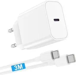 Produktbild: für iPhone 15 16 Ladegerät mit Ladekabel 3m, USB C auf USB C Schnellladekabel mit 20W USB C Schnellladegerät Adapter Stecker für Apple iPhone 16 Pro Max/15 Pro/15 Plus,iPad Pro/Air,MacBook