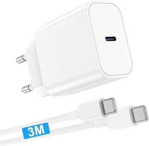 Produktbild: für iPhone 15 16 Ladegerät mit Ladekabel 3m, USB C auf USB C Schnellladekabel mit 20W USB C Schnellladegerät Adapter Stecker für Apple iPhone 16 Pro Max/15 Pro/15 Plus,iPad Pro/Air,MacBook