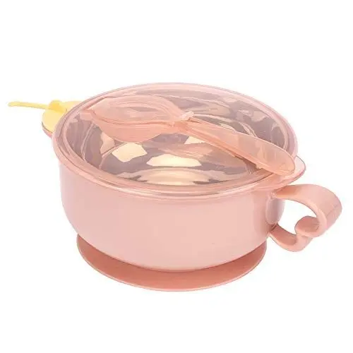 Produktbild: Fütterungsgeschirr-Set, Tragbare Edelstahl-Schüssel, Löffel, Wassereinspritzung, Wärmekonservierungsschüssel, Saugnapf für (Edelstahlnapf Pink Pony)