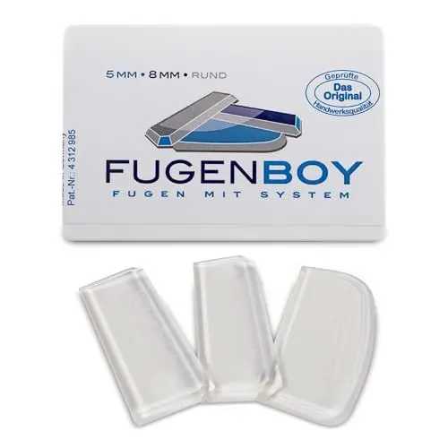 Produktbild: Fugenboy® patentierter Fugenglätter 3er Set | Deutsche Herstellung | Silikon-Fugen Abzieher | Ideal als Fugenspachtel für Fliesen & Edelstahl | 5mm, 8mm, Rund | Zur Fugen-Versiegelung