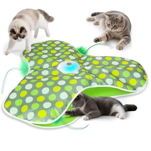 Produktbild: FUGODIWI Interaktives Katzenspielzeug Selbstbeschäftigung, Katzenspielzeug Elektrisch, Intelligenzspielzeug für Katzen mit Abnehmbaren Federn, Automatisches Mäusefangspiel, USB-Aufladung