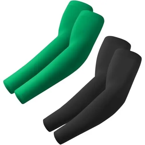Produktbild: fuinloth 2 Paare Gaming Arm Sleeves, Arm Stulpen Armschoner für Damen/Herren, Volleyball Basketball Sport Ärmel Schwarz+Grün