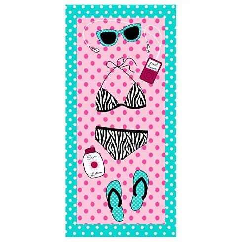 Produktbild: FUIW Strandtuch aus Mikrofaser, extra groß, 180 cm x 90 cm, für Kinder, Männer und Frauen, für Reisen, Fitnessstudio, Yoga, Sport, Schwimmen, Camping, Spa, Sonnenliege, Überzug mit Bikini-Druck (3