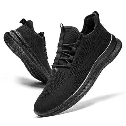 Produktbild: FUJEAK Herren Walkingschuhe Turnschuhe Fitnessstudio Sportschuhe Sneaker Running Tennis Schuhe Freizeit Straßenlaufschuhe Fashion Leichtgewichts Atmungsaktiv Schlüpfen Schuhe Schwarz 42