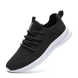 Produktbild: FUJEAK Herren Walkingschuhe Turnschuhe Fitnessstudio Sportschuhe Sneaker Running Tennis Schuhe Freizeit Straßenlaufschuhe Fashion Leichtgewichts Atmungsaktiv Schlüpfen Schuhe Schwarz und Weiß 42