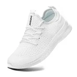 Produktbild: FUJEAK Herren Walkingschuhe Turnschuhe Fitnessstudio Sportschuhe Sneaker Running Tennis Schuhe Freizeit Straßenlaufschuhe Fashion Leichtgewichts Atmungsaktiv Schlüpfen Schuhe Weiß 44
