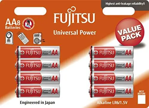 Produktbild: Fujitsu FB94990 Universal Power Alkaline-Batterien (AA LR6 Fu), 8 Stück