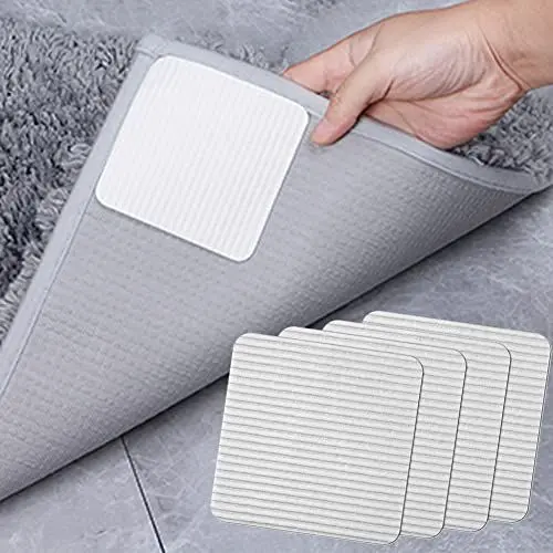 Produktbild: FuKuEn Teppichgreifer Antirutschmatte Vacuum Tech Antirutschunterlage für Parkettboden Fliesen Waschbarer Rutschmatte Teppich Anti Rutsch Anti Curling 10x10cm 4 Stück