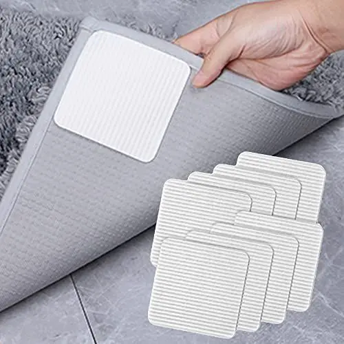 Produktbild: FuKuEn Teppichgreifer Antirutschmatte für Teppich Waschbar Teppichgreifer für Teppiche Vacuum Tech Teppichstopper Antirutschmatte für Hartholzböden rutschfest Teppichstopper 10cmx10cm 8 Stück