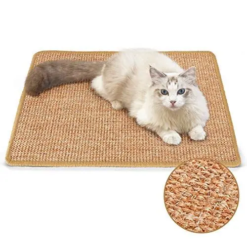 Produktbild: FUKUMARU Kratzmatte Katze, natürliche Katzenkratzbretter Sisal Kratzteppich,widerstandsfähig Katzenmöbel Fußmatte Sisalmatte Kratzpads für Katzen, 60x40 cm, Braun
