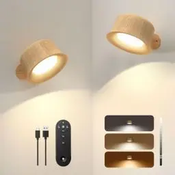 Produktbild: FULEN Wandleuchten,LED-Wandleuchten, 2er-Pack mit wiederaufladbarem 3200-mAh-Akku, 3 Farbmodi, Helligkeit dimmbar, Touch- und Fernbedienung, kabellose Wand-Leselampe für Schlafzimmer am Nachttisch