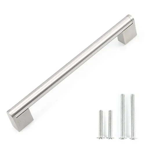 Produktbild: FULGENTE 10 Stück 192 mm Schrankgriffe Edelstahl Zink Möbelgriff Küchengriffe Modernen Stil Stangengriff, Griffe für Küchenschränke Schubladen Inkl Schrauben Satinierter Nickel 7-1/2''