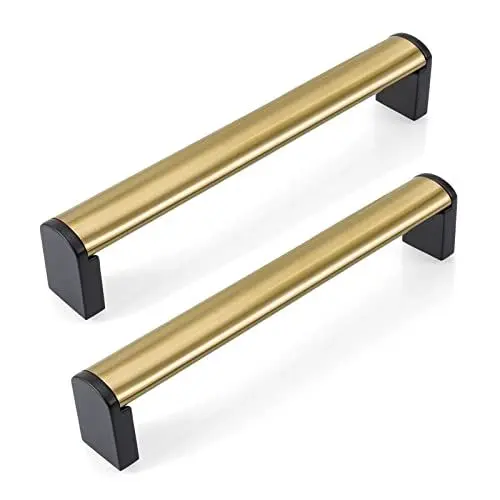 Produktbild: FULGENTE 10 Stück Möbelgriffe Gold 160mm Messing Griffe für Küchenschränke Goldene Schrankgriffe Edelstahl Schubladengriffe Türgriffe für Küchenschränke Gebürstetes Messing 6-1/5''