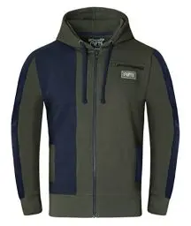 Produktbild: FULL TIME SPORTS Herren-Fleece-Panel-Hoodies Mit Frontrei§Verschluss, LŠssiges Herren-Fleece-Pullover-Hoodie-Oberteil FŸr Laufen, Fitnessstudio Und Arbeitskleidung (Marine with Armee GrŸn, Xx-Large)