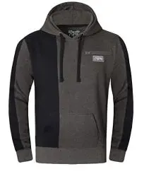 Produktbild: FULL TIME SPORTS Herren-Fleece-Panel-Hoodies Ohne Frontrei§Verschluss, LŠssiges Herren-Fleece-Pullover-Hoodie-Oberteil FŸr Laufen, Fitnessstudio Und Arbeitskleidung (Holzkohle with Schwarz, Large)