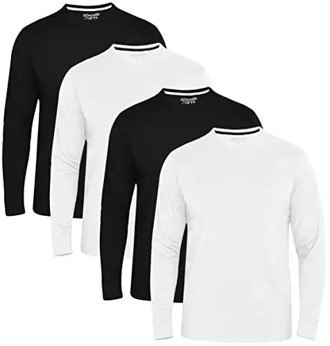 Produktbild: FULL TIME SPORTS Langarm T Shirt Herren Long Sleeve Tshirt 4Er T-Shirt FTS-640-BLK-WH-XL