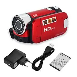 Produktbild: Full HD 16X DV Tragbarer Camcorder Digitale Videokamera 270 ° Drehbarer Bildschirm Digitale Unterstützung mit Zoom-Nachtaufnahme(rot)
