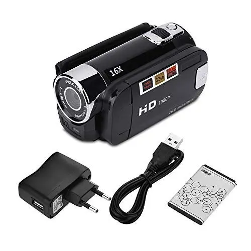 Produktbild: Full HD 16X DV Tragbarer Camcorder Digitale Videokamera 270 ° Drehbarer Bildschirm Digitale Unterstützung mit Zoom-Nachtaufnahme(Schwarz)