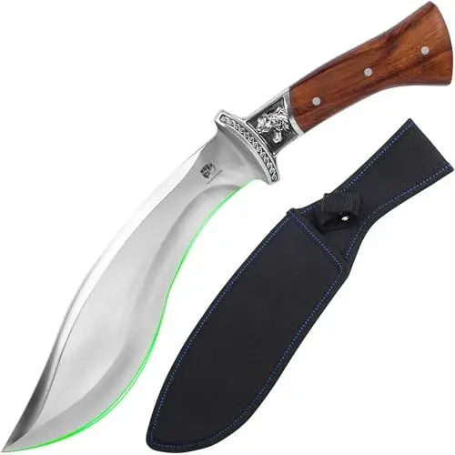 Produktbild: FULLHI Feststehende Klinge Jagdmesser, klassisches Modell Holzgriff Jagdmesser mit Etui für Camping Wandern Überleben Messer für Weihnachten&Thanksgiving Geschenke Männer Frauen (7,8