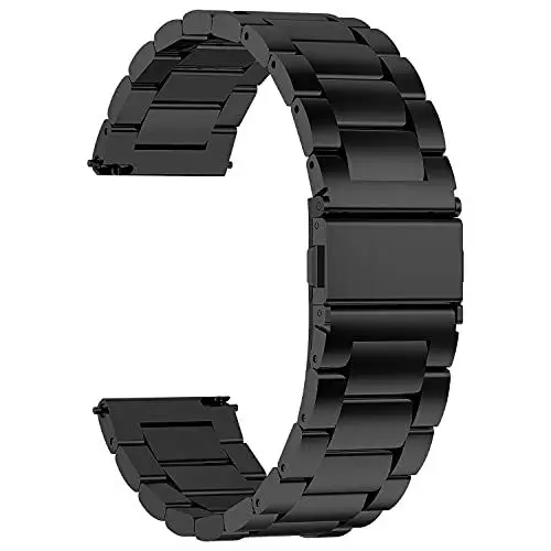 Produktbild: Fullmosa Edelstahlarmband 18mm für Uhr,Smart Watch Metall Uhrenarmbänder mit Schnellverschluss geeignet für Damen&Herren,18mm Schwarz