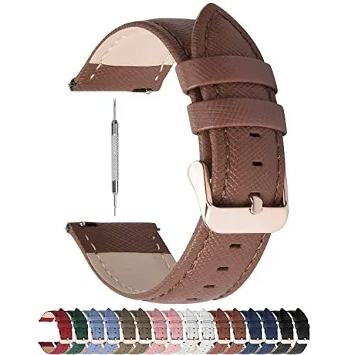 Produktbild: Fullmosa 20mm Uhrenarmband kompatibel mit Samsung Galaxy Watch 7 6 5 4 FE 40mm 44mm/Galaxy 5 Pro 45mm/Watch 6 Classic 43mm/Garmin Vivoactive 5/Venu SQ, Cross Lederarmband Damen Herren