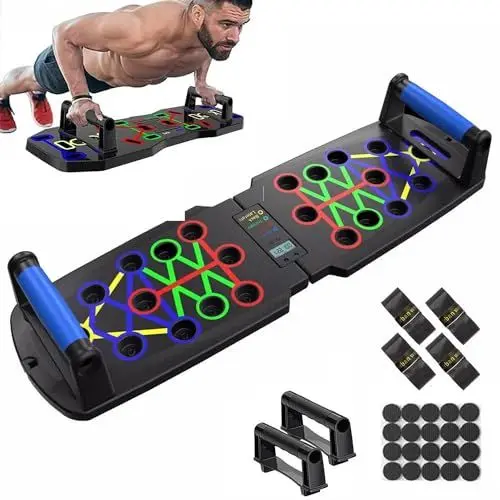 Produktbild: FumyFumy Liegestützgriffe Liegestütze Brett, Push Up Board Liegestützbrett Calisthenics Equipment Fitnessgeräte für Zuhause, Sportgeräte Fitness Zubehör Liegestützgriffe mit Zählfunktion