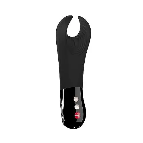 Produktbild: FUN FACTORY Penis-Vibrator MANTA (Schwarz) – Leises & flexibles Männer-Sexspielzeug, Masturbator, Sextoy für Paare - 100% medizinisches Silikon mit LOOP Griff, 18 cm (Länge), 3 cm (Ø)