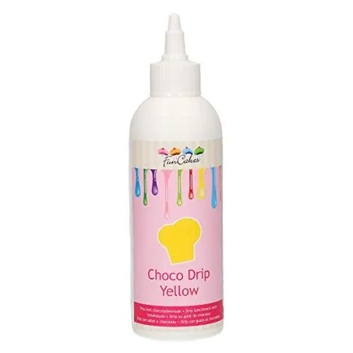 Produktbild: FunCakes Choco Drip Yellow: Köstlicher Geschmack, Einfach zu Verwenden, Perfekt für Tropfkuchen, Schöne gelbe Farbe. Wiederverschließbare Packung, 230 g