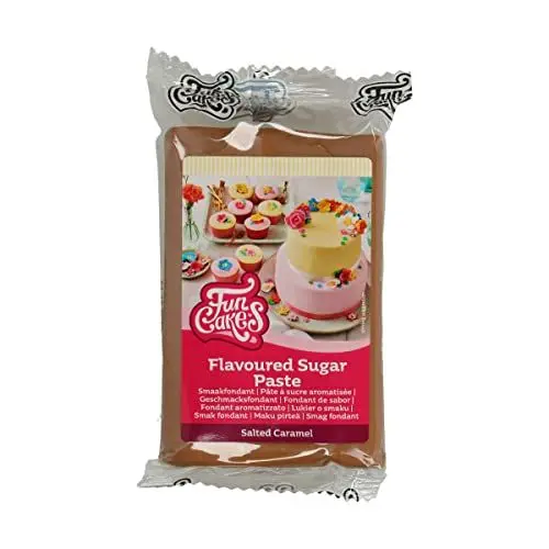 Produktbild: FunCakes Geschmacksfondant Gesalzenes Karamell: Köstlicher Geschmack, einfach auszurollen, Rollfondant, Karamellfarbe, Perfekt für Kuchen, Cupcakes und Kekse. Halal, koscher und glutenfrei. 250 g