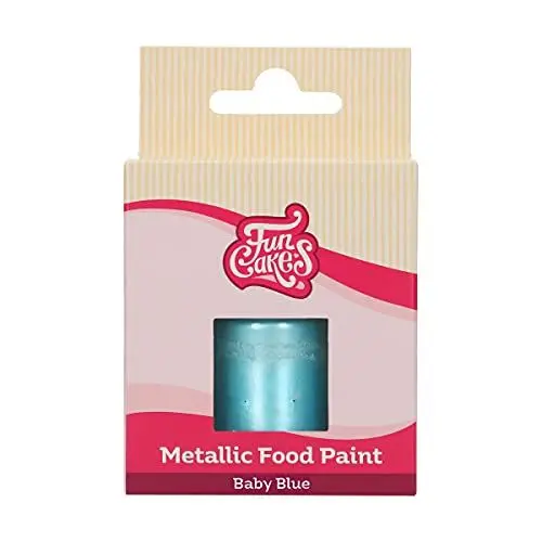 Produktbild: FunCakes Metallic Food Paint Baby Blau: Erzeugen Sie Metallic-Effekte auf Fondant, Marzipan, Royal Icing und Kekse. 100% essbare Lebensmittelfarbe, Halal, geeignet für Vegetarier und Veganer, 30 ml
