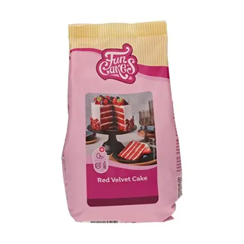 Produktbild: FunCakes Mix für Red Velvet Cake: Einfach zu verwendender, schön weicher und flauschiger Kuchen mit leichtem Schokoladengeschmack, auch für Cupcakes aus rotem Samt geeignet, Halal. 500 g.