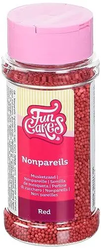 Produktbild: FunCakes Nonpareils Rot: Kuchenstreusel, großartiger Geschmack, perfekt zum Dekorieren von Kuchen. 80 g.