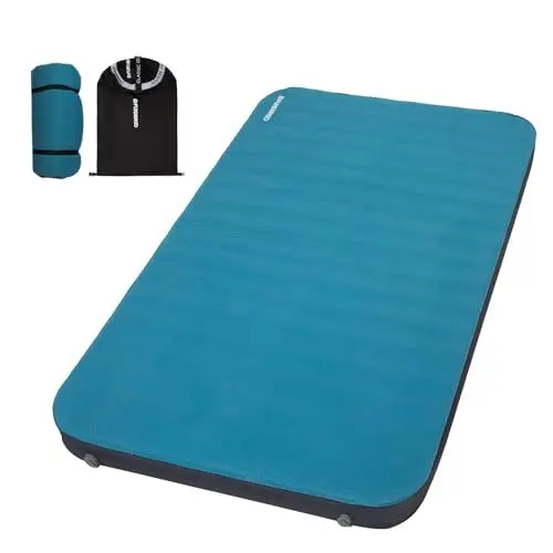 Produktbild: FUNDANGO Isomatte Schaumstoff Aufblasbare Camping Luftmatratze 2 Person Camping Matratze 10cm Dick 3D Selbstaufblasende Isomatte Dicke Schlafmatte Weiches Samt für Outdoor Zelt, Auto Reisen,Gästebett