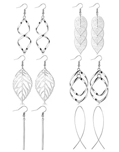 Produktbild: FUNEIA Gold Silver Quasten Ohrringe Damen Frauen Lange Hängend Statement Ohrringe Hypoallergen Leicht Vergoldet Ohrstecker Brautformelle Ohrhänger Hochzeit Brautschmuck (Silber A)