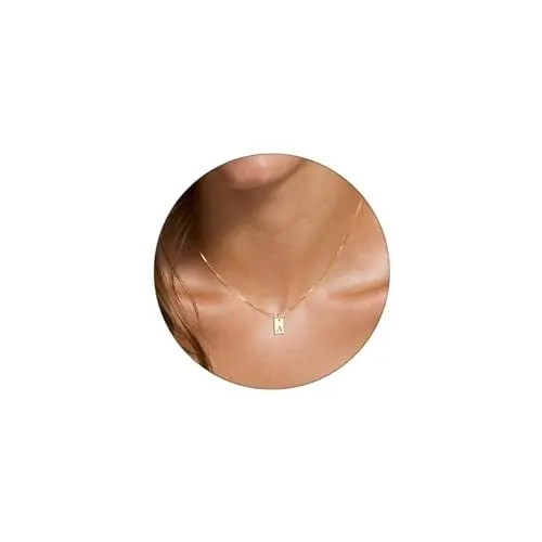 Produktbild: FUNEIA Gold Silber Kette mit Buchstaben Damen Halskette Initialen 14 Karat Vergoldet Hypoallergene Namenskette Anhänger A-Z Buchstabenkette Schmuck Geschenke für Frauen Mädchen
