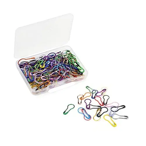 Produktbild: FuninCrea 100 Stück Edelstahl Sicherheitsnadeln, 10*22mm Metall Sicherheit Pins, bunte Safety Pins Kleine Sicherheitsnadeln mit Aufbewahrungskasten für Kleidung Kunsthandwerk Nähen (bunt)
