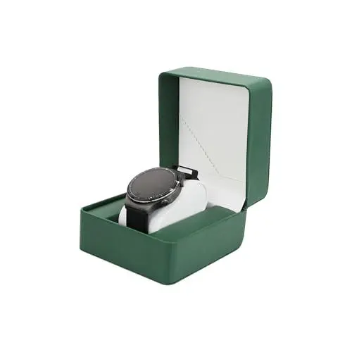 Produktbild: FuninCrea Einfaches PU-Leder Uhrenbox Uhrenaufbewahrung mit Abnehmbaren Uhrenkissen für Frauen und Männer, Uhren Aufbewahrungsbox Uhrenhalter für Armbanduhren, Smartwatches, Armbänder (Grün)