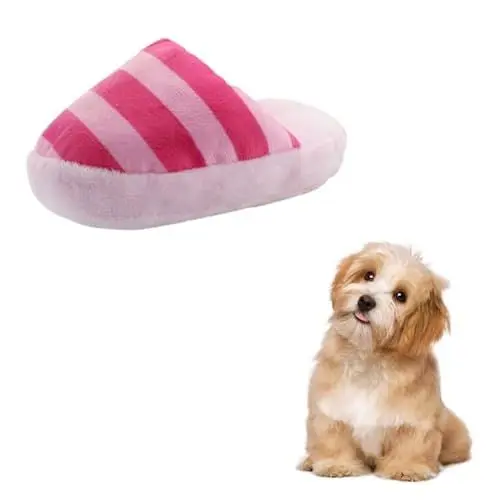 Produktbild: FuninCrea Hund Plüsch Spielzeug, Niedlich Plüsch Hausschuhe Spielzeug Interaktive Hundespielzeug für Mittelgroße Hunde und Welpen Kuscheltier Kauspielzeug für Verringerung der Langeweile (Rosa)