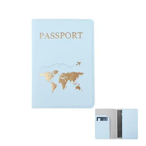 Produktbild: FuninCrea Reisepasshülle, PU Leder Reisepass Hülle mit RFID-Blocker, Passport Holder mit Mehreren Slots für Damen Herren, Reisepasshülle Halter Reisepass Schutzhülle mit goldenem Muster (Schwarz)